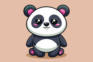 Poster - A cheerful panda character with big eyes and a friendly smile sits adorably, inviting joy and adventure, a cartoon character Cute panda