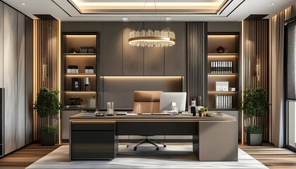 Elegant modern office desk interior design for a stylish work environment