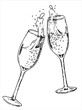© Татьяна Гончарук - festive glasses of champagne with splashes. vector illustration in sketch style. celebration, new year, wedding