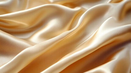 Wall Mural - a closeup of smooth, gold-colored satin fabric.
