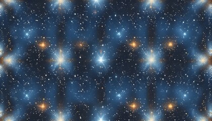 seamless starry night sky texture with continuous repeating pattern of twinkling stars and cosmic elements