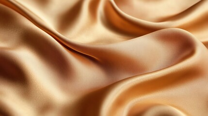 Wall Mural - close up of smooth, gold-colored satin fabric.
