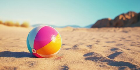 Poster - Beach Ball on Sandy Beach