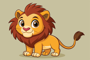 Sticker - A cute lion character with a big smile and playful posture appears ready for adventure, a cartoon character of a Cute lion character