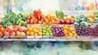 © AiAbstract - Colorful Watercolor Display of Fresh Produce