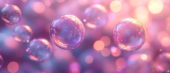 Poster - Floating Bubbles With Blurred Lights Background