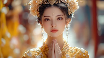 Poster - Elegant Woman in Traditional Asian Clothing