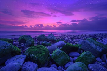 Beautiful beach colored stones in the beach, colored beach stones background