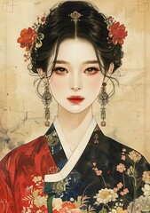 Poster - Korean Woman in Traditional Hanbok Dress