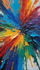 Wall Mural - canvas painting illustration explosion pallet rough art paint bold brushstroke oil abstract closeup 