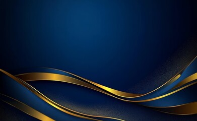 Canvas Print - Abstract blue background with a golden ribbon line, a luxury concept design.