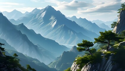 Wall Mural - Stunning Mountain Landscape Crafted by Generative AI