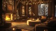 © JH45 - Cozy Winter Cabin Getaway with Fireplace and Twinkling Lights