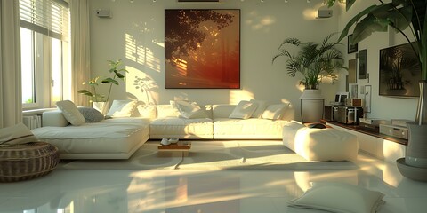 Wall Mural - A modern and minimalist living room