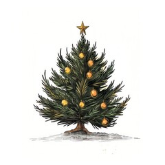 Wall Mural - Festive Christmas tree illustration