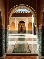 Poster - Moorish Architecture in a Courtyard with Arches and Intricate Tilework