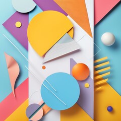 Sticker - Colorful Geometric Shapes Abstract Background