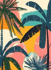 Wall Mural - Tropical Palm Leaf Background Abstract Illustration