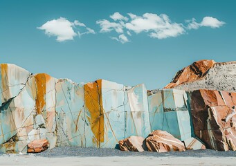 Wall Mural - Colorful Rock Formations Against Blue Sky