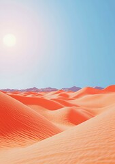 Wall Mural - Desert Landscape with Orange Sand Dunes and Blue Sky