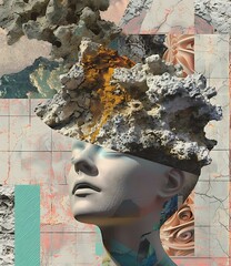 Wall Mural - Abstract Woman With Stone on Head