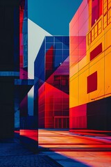 Sticker - Modern Architecture With Colorful Glass Walls