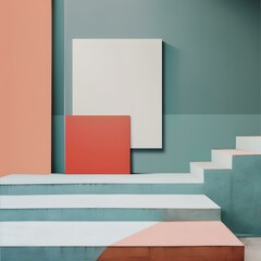 Wall Mural - Abstract Minimalist Geometric Background With Stairs