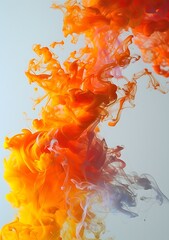 Wall Mural - Orange and White Ink Swirling in Water Abstract Background