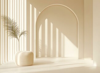 Wall Mural - Minimalist Interior Design with Arch and Sunlight