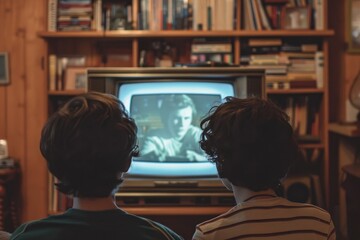 Canvas Print - People Watching Tv electronics accessories television.