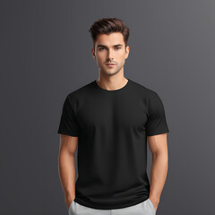 Black t-shirts mockup with copy space. ai