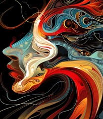 Wall Mural - Abstract Colorful Face Digital Art