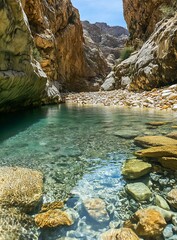 Canvas Print - Clear Blue Water Pool in Mountain Canyon