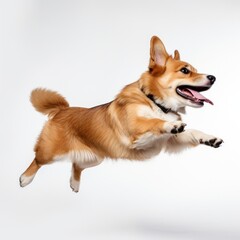 Poster - Energetic corgi leaping joyfully.