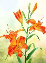 Poster - Orange Lily Flower Illustration