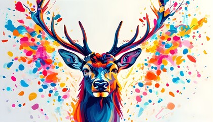 vibrant deer head design exuding a cheerful atmosphere against a pristine white backdrop