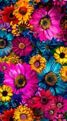 Poster - Colorful Flowers Floral Pattern Background