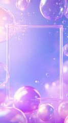 Wall Mural - Purple illusion of square frame and bubbles