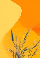 Wall Mural - Abstract Yellow and Orange Background with Grasses