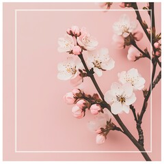 Sticker - Pink Background with White Blossoms