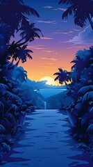 Sticker - Sunset View of a Jungle River