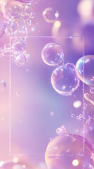 Poster - Purple illusion of square frame and bubbles