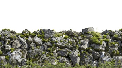 Canvas Print - Stone Wall With Green Moss Texture