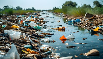 Devastating impact of plastic pollution on waterways highlighting the urgent need for environmental protection and clean-up initiatives