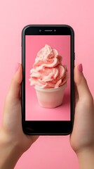 Sticker - Pink Ice Cream on Smartphone Screen