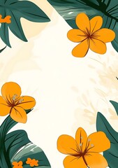 Wall Mural - Tropical Floral Border Illustration