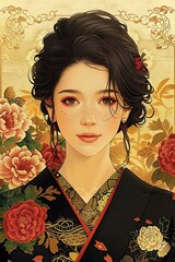 Poster - A Japanese Geisha in a Kimono