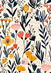 Sticker - Colorful Floral Pattern Seamless Design