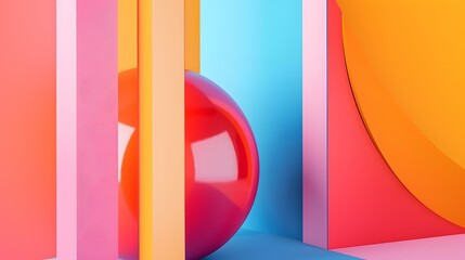 Poster - Abstract Colorful Shapes with Sphere