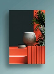 Sticker - Modern Design Interior with Red and Green Color Palette